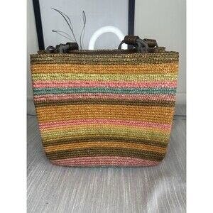 Cappelli Straworld Multi Stripe Boho  Natural Rafia Straw Shoulder Bag